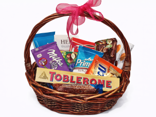 Gift basket with chocolates